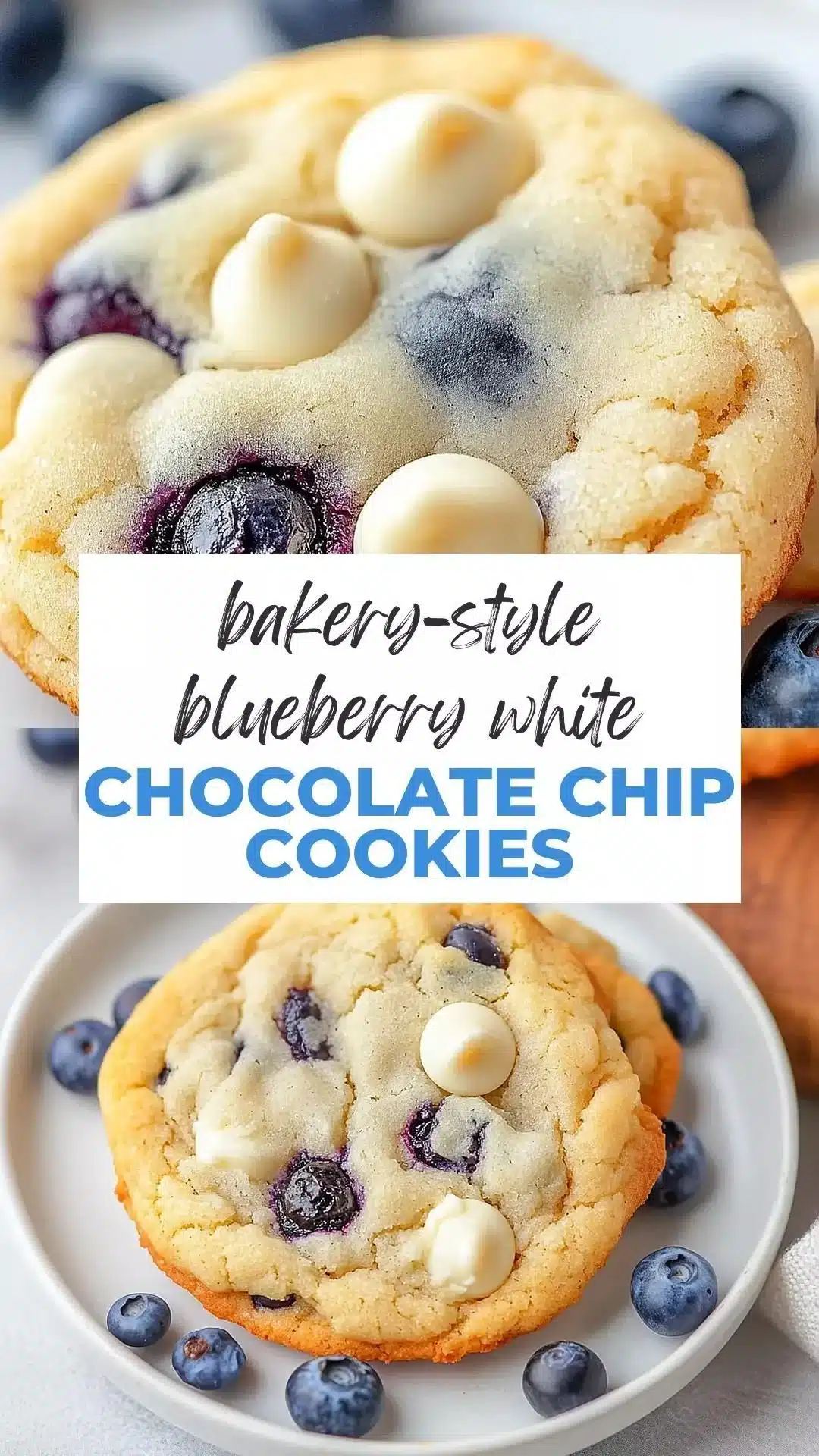 Bakery Style Blueberry White dessert with fresh blueberries and creamy frosting
