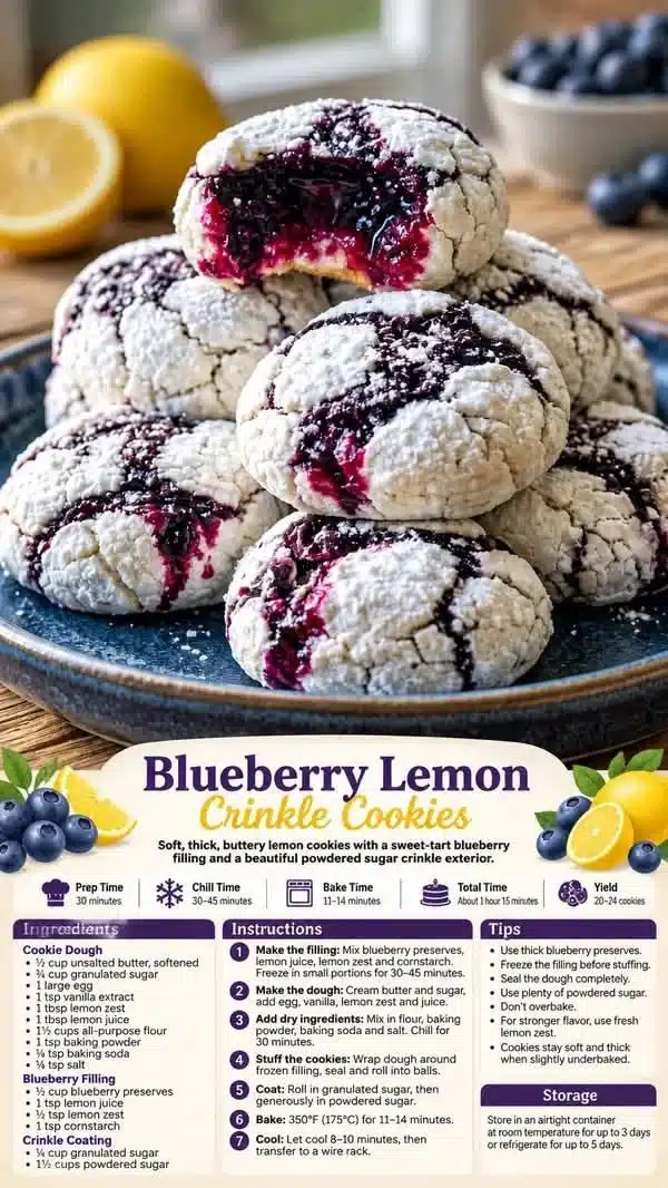 Freshly baked blueberry cookies on a cooling rack