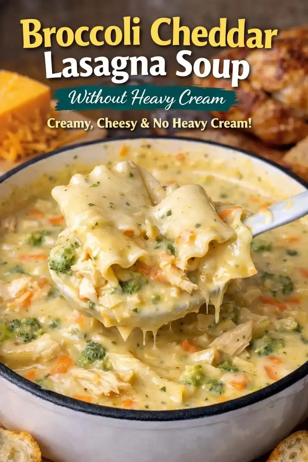 Broccoli Cheddar Lasagna Soup Without Heavy Cream - Easy Recipes for Everyday Cooking