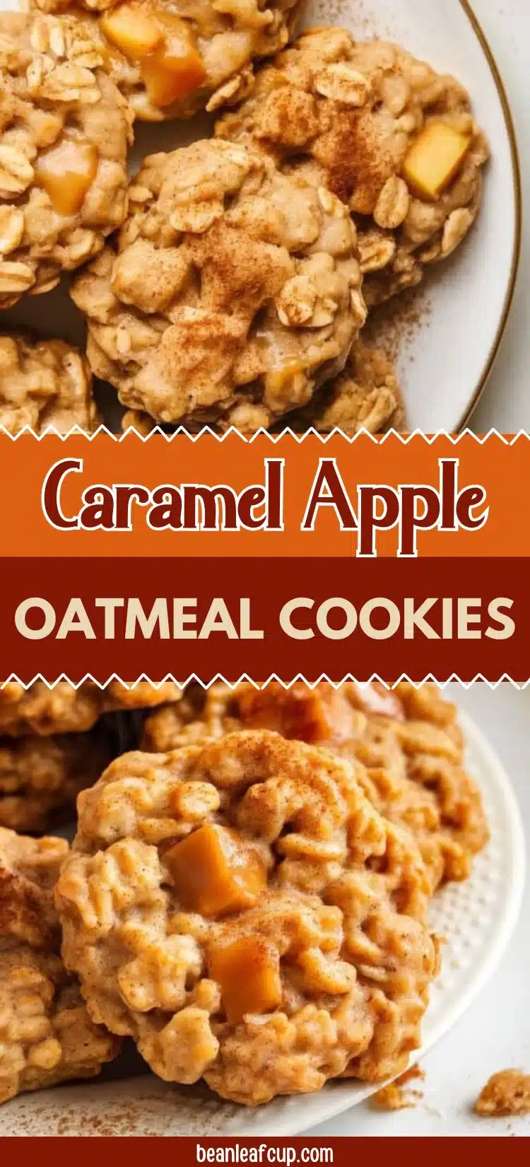 Delicious caramel apple oatmeal cookies on a fall-themed table