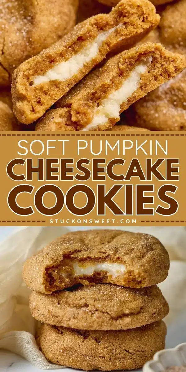 Chewy pumpkin cheesecake cookies with a soft texture and seasonal flavors