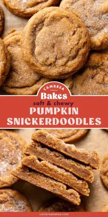 Freshly baked Chewy Pumpkin Snickerdoodle Cookies on a cooling rack