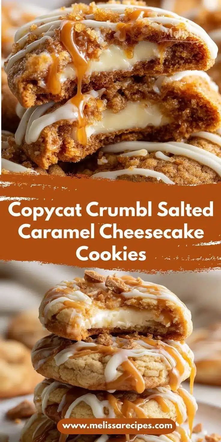 Copycat Crumbl Salted Caramel Cheesecake Cookies – Soft, Gooey & Irresistible! 🍪🍮🧀