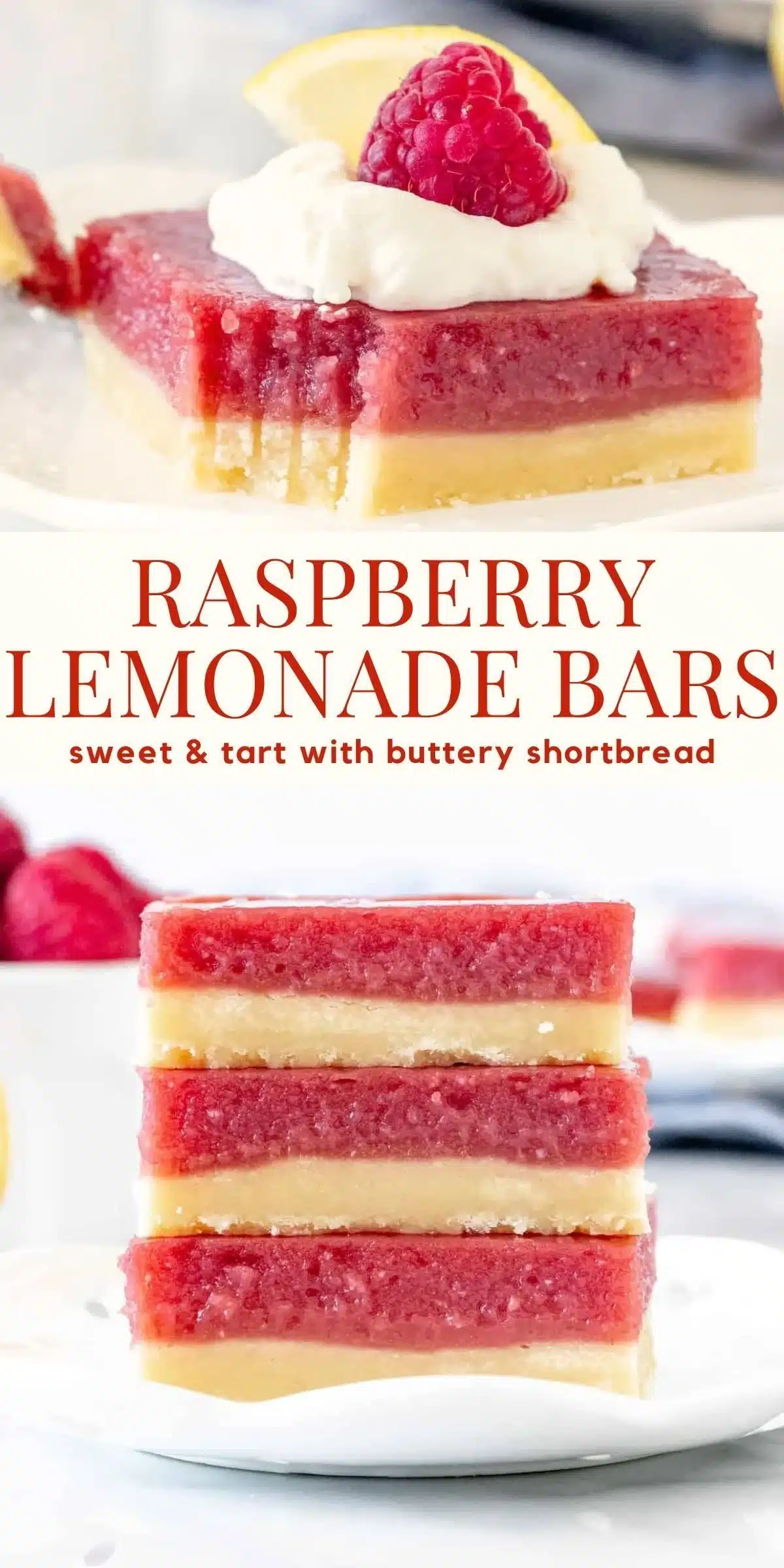 Delicious lemon raspberry bars with a golden crust and vibrant filling