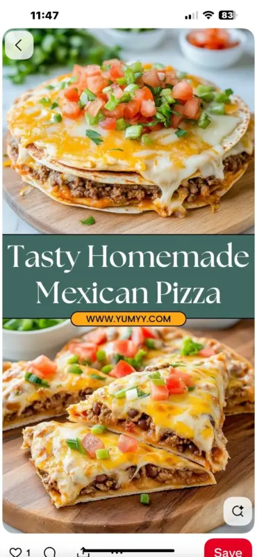 Homemade Mexican pizza with fresh toppings and crispy crust