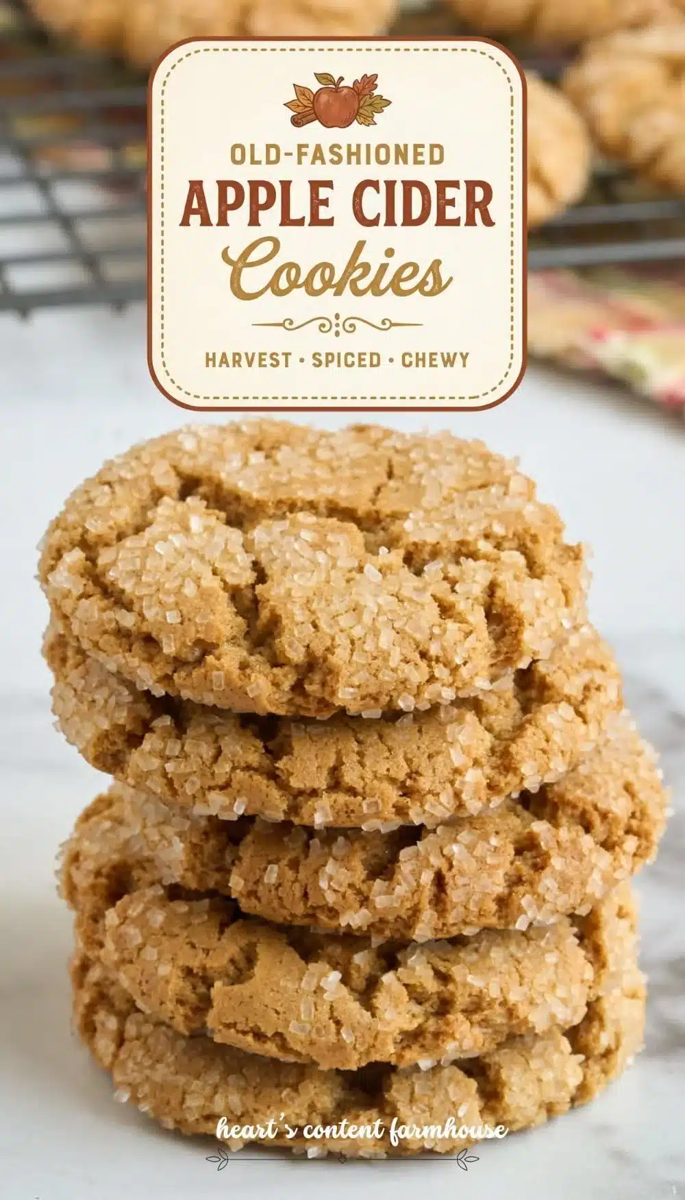 Old-Fashioned Apple Cider Cookies on a rustic wooden table