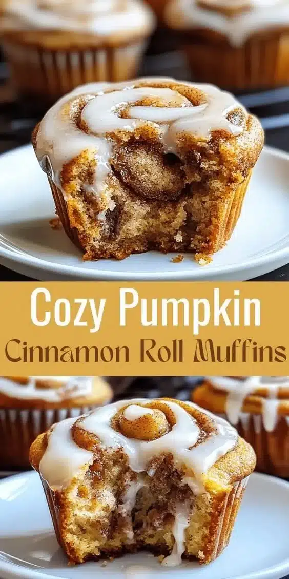 Delicious pumpkin cinnamon roll muffins freshly baked for a cozy fall breakfast.