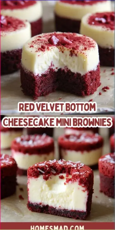 Delicious Red Velvet Cheesecake Brownie Bites presented on a white plate
