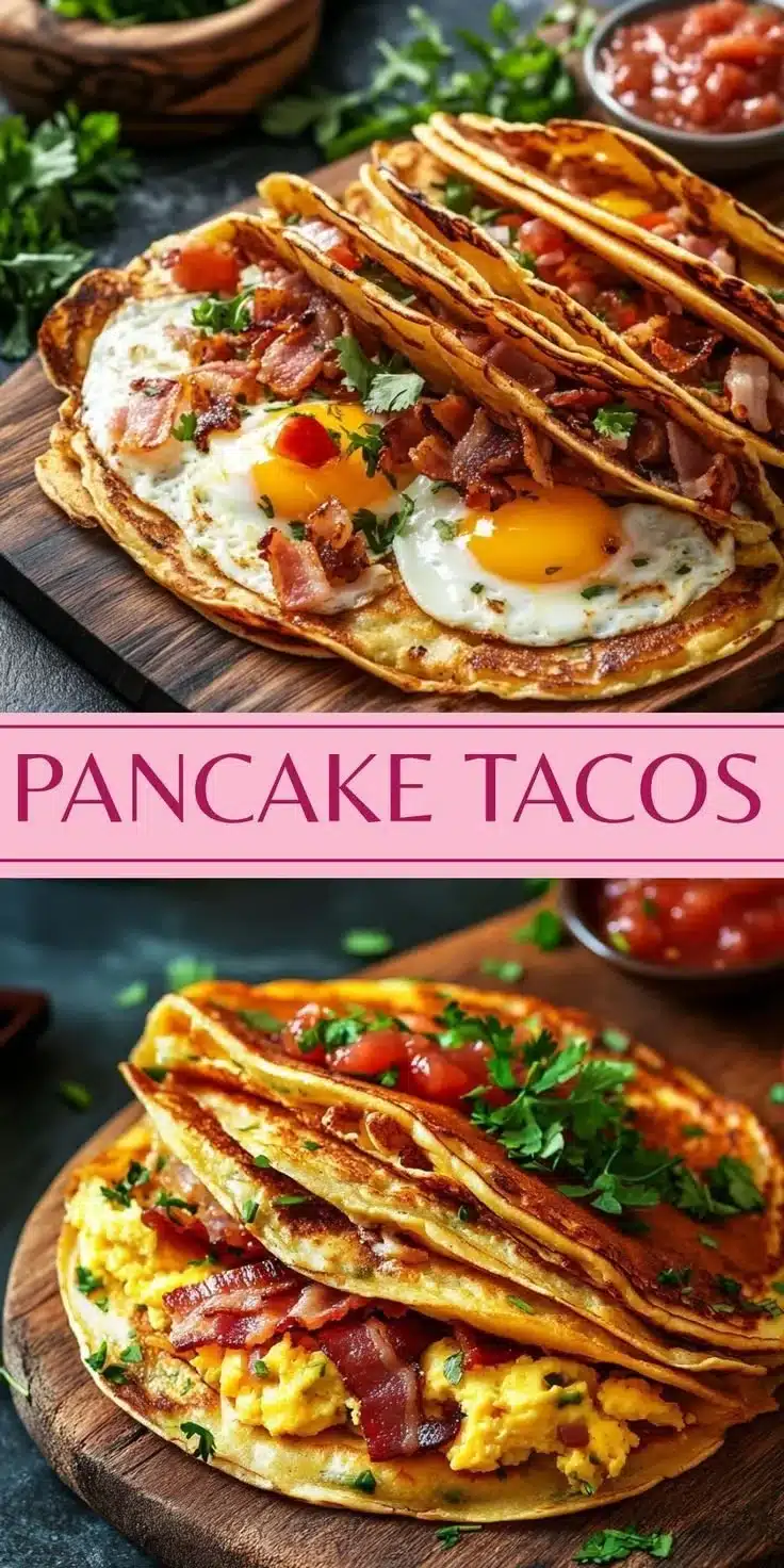 Savory pancake tacos filled with fresh ingredients on a plate