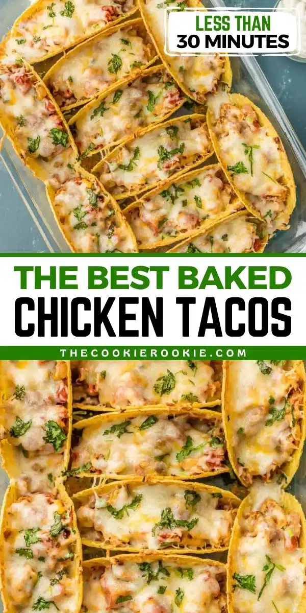 Delicious baked chicken tacos topped with fresh ingredients